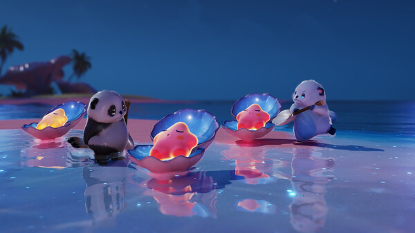 Aniimo — a colorful in-game companion scene with bright visual effects.